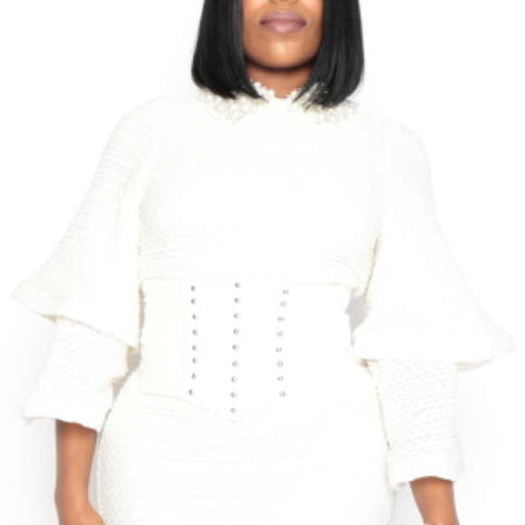 N6-NWT GRACIA Cream Wide sleeves Pencil Dress - Picture 5 of 8